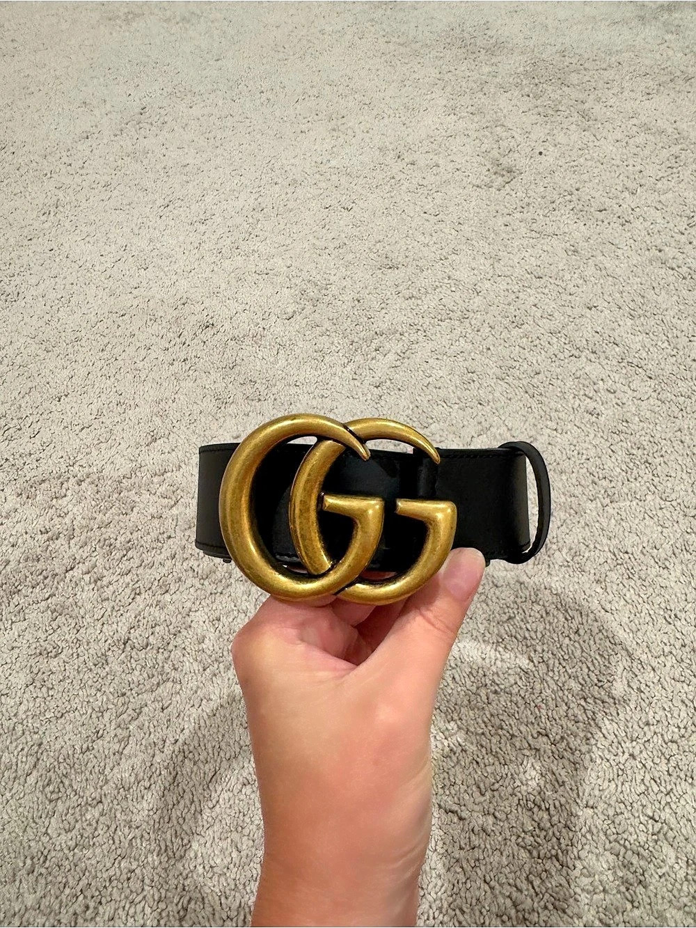 Gucci GG Marmont Leather Belt in Black & Gold